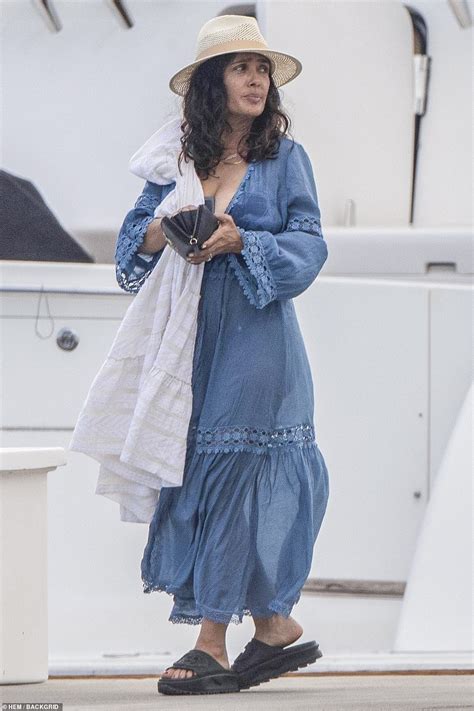 EXCLUSIVE Salma Hayek 56 Puts On Busty Display In A Skimpy Blue Bikini As She Cools Down In