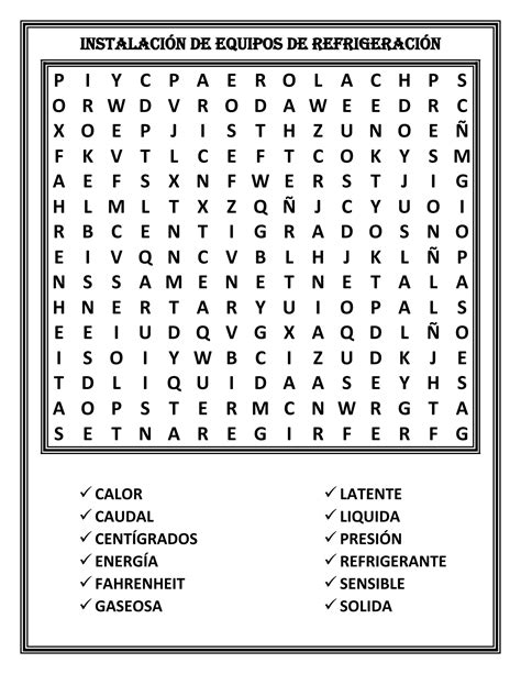 Solution Sopa De Letras De Equipos De Refrigeraci N Studypool