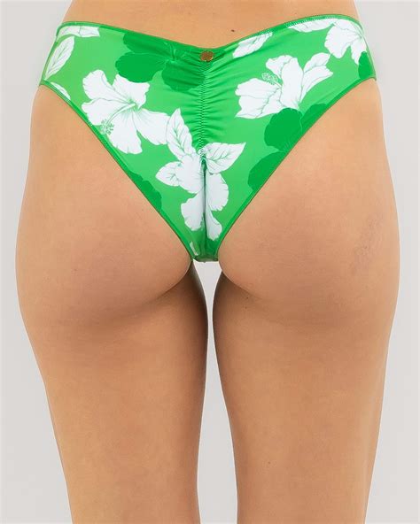 Shop Kaiami Kalena Cheeky Ruch Bikini Bottom In Green Fast Shipping Easy Returns City