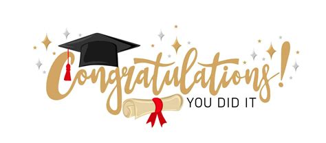 Congratulations You Did It Handwritten Text With Graduation Cap And