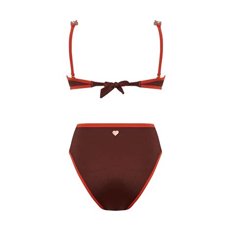 Jane Brown Hight Waist Bikini With Rose Gold Chain Straps