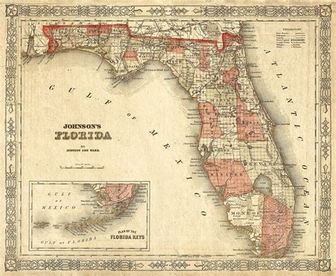 Map Of Florida 1839 Old Florida Map Large Vintage Map