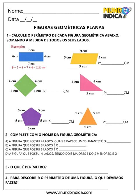 Atividade De Perimetro 3 Ano - Atividades de Matemática 3º ano sobre Figuras Geométricas Planas para ...