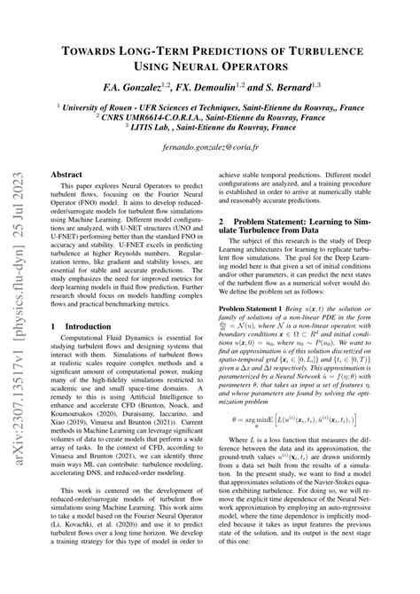 Pdf Towards Long Term Predictions Of Turbulence Using Neural Operators