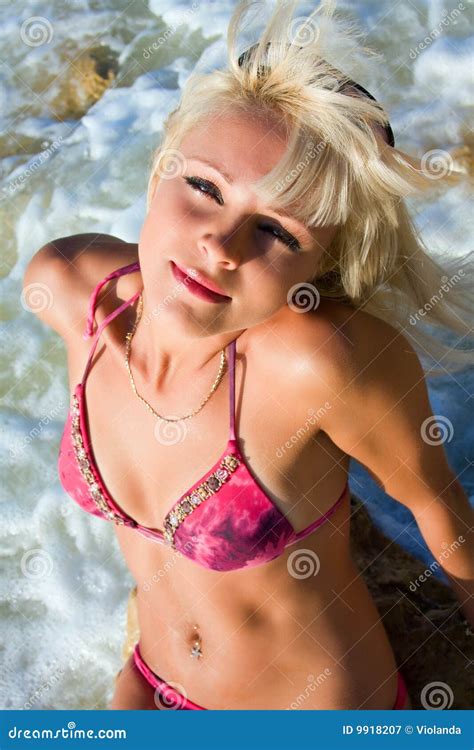 The Beautiful Blonde Girl Against The Sea Stock Image Image Of Erotic Bright 9918207