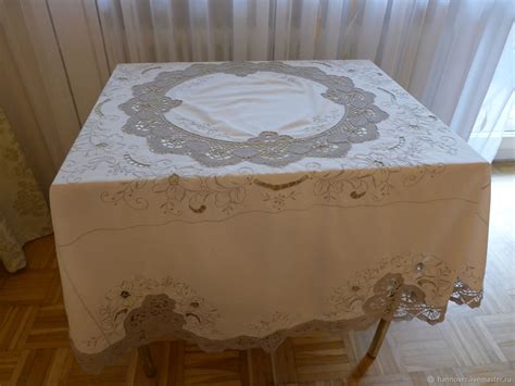 Винтаж: Красивейшая большая скатерть с вышивкой и кружевом – купить на ...