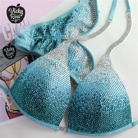 Aqua Ombre NPC IFBB Competition Bikini Suit With Push Up By Etsy