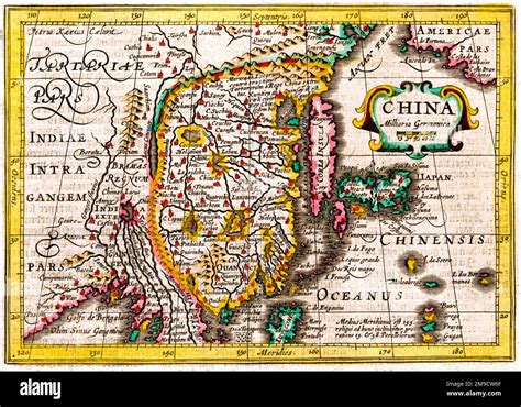 17th Century Map Of China Stock Photo Alamy