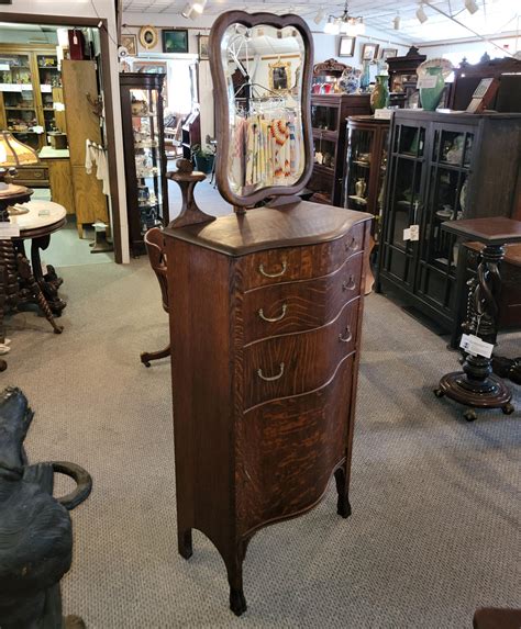 Bargain John S Antiques Antique Oak Lingerie Chest With Adjustable Bevel Mirror Original