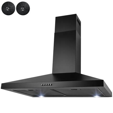 Akdy 30 217 Cfm Convertible Wall Mount Range Hood In Matte Black