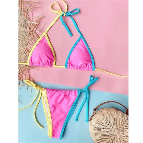 SeXy Mini Micro Neckholder Triangel Brazilien Slip String Panty Bikini Neon EBay