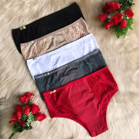 Kit 5 Calçinha Calçola Plus Size Atacado Fábrica Lingerie Conforto dia a dia Shopee Brasil