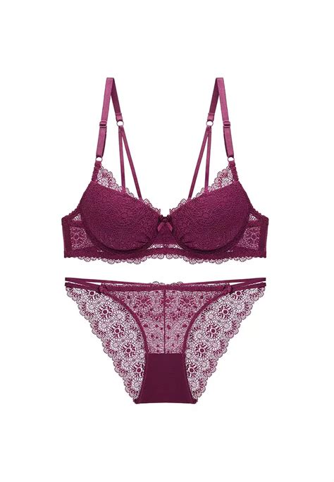 Buy Zitique Women S European Style Sexy Lace Trimmed Lingerie Set Bra And Underwear Red
