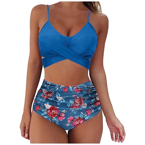 Wreesh Womens Two Piece Swimsuit Bikini Sets High Waisted Bikini Fashion Bikinis Sets Sleeveless