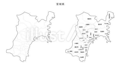 白地図 日本 地区町村入り 宮城県イラスト No 22043290／無料イラスト フリー素材なら「イラストac」