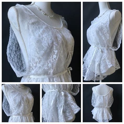 Vintage 1970s 1980s Snow White Lace Teddy Lingerie Gem