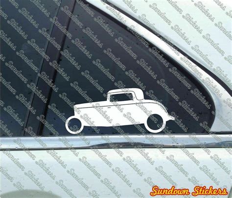 2x Classic Car Stickers For 1932 Ford Three Window Coupe Hotrod 32 L835