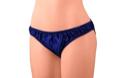 Buy Merise Womens Sexy Silk Satin Bikini Panties Olive Lace Navy Blue Large Online At Best