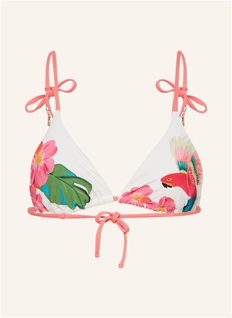 Seafolly Triangel Bikini Top Tropical Mit Schmuckperlen In Ecru Pink Gr N