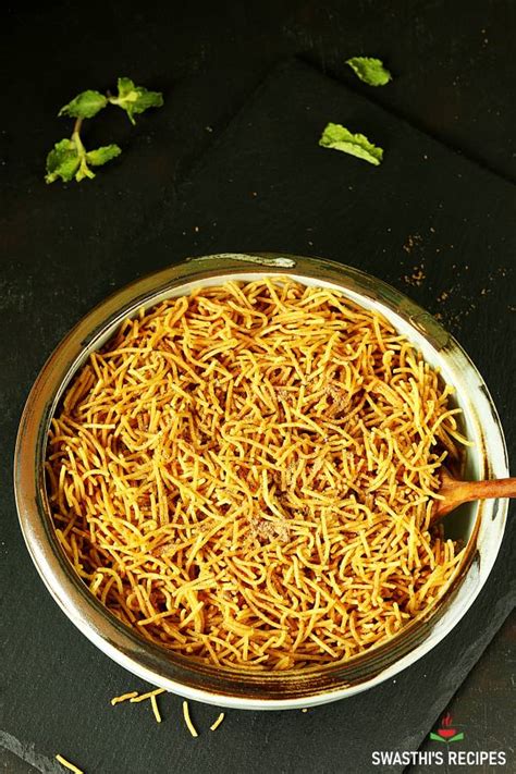 Aloo Bhujia Recipe Crunchy Aloo Sev Swasthi S Recipes