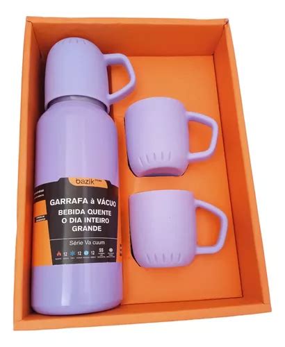 Kit Garrafa Térmica 3 Canecas Bebida Quente E Fria 500ml MercadoLivre