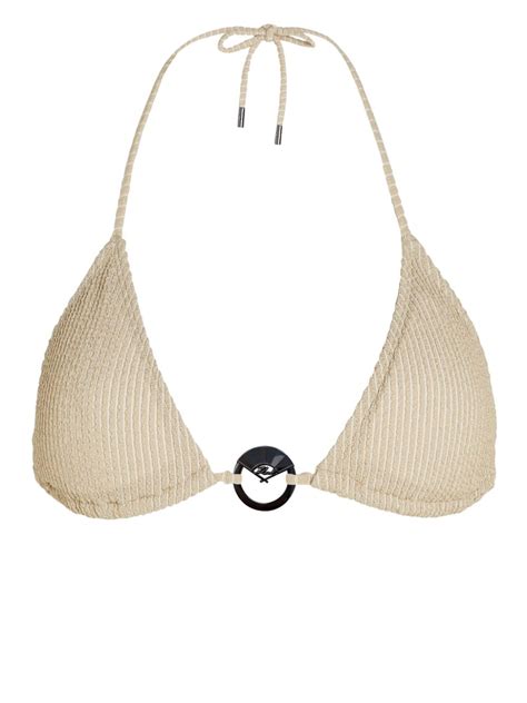 Karl Lagerfeld Fan Charm Triangle Bikini Top Neutrals FARFETCH