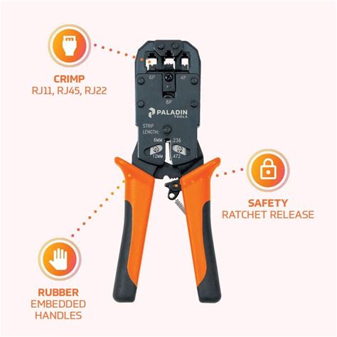 Crimping Tool Rj45 Profesional Paladin Crimp RJ11 22 Cat5E CAT 6