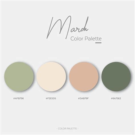 The March Color Palette Is Shown In Four Different Shades Including