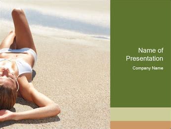 A Woman Laying On The Beach In A Bikini PowerPoint Template Backgrounds Google Slides ID