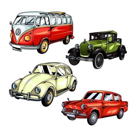 Premium Vector Collection Of Antique Cars With Old Style