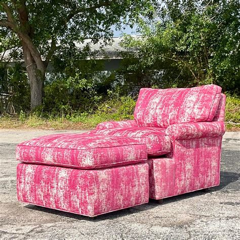 Vintage Boho Hot Pink Lounge Chair And Ottoman For Sale At StDibs