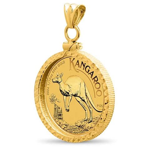 2024 110 Oz Gold Kangaroo Pendant Diamond Screwtop Bezel