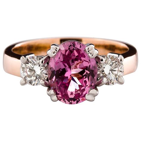 Kian Design Carat Three Stones Certified Oval Pink Sapphire And