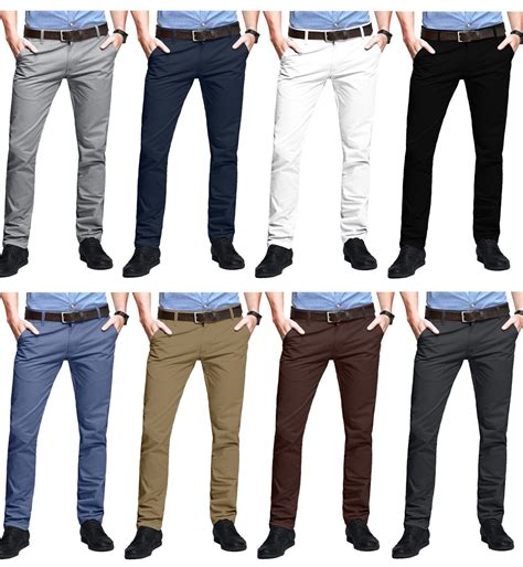 Mens Chino Trousers Slim Fit Stretch Casual Jeans Westace Cotton