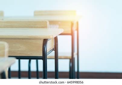 Empty School Classroom Desks Chair Wood Stock Photo 645998056 ...