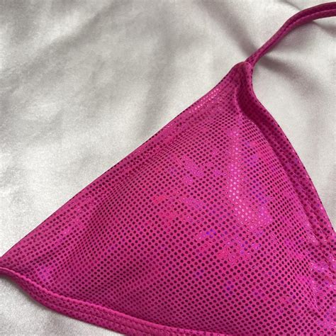 Pink Metallic Bikini Top Size Xs Shipping Depop