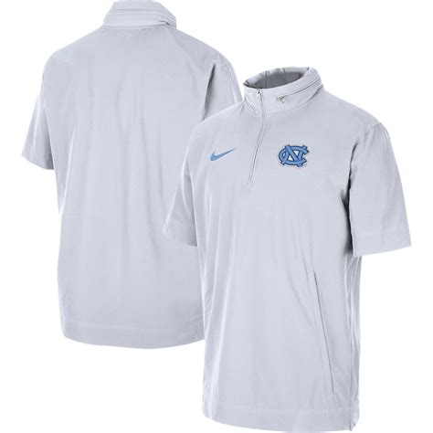 Mens Nike White North Carolina Tar Heels Coaches Half Zip Short Sleeve