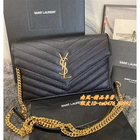 二手 Ysl 聖羅蘭 黑黑色 小號 荔枝皮 鏈條包 Woc 側背 斜跨 肩背 三用包 377828 蝦皮購物