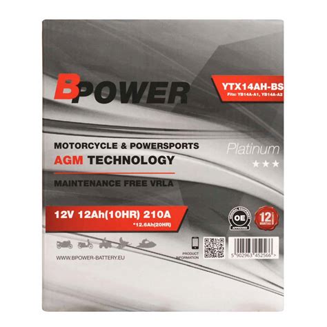 YTX14AH-BS - BPower Platinum AGM YTX14AH-BS 12V 12AH 210A купити на ...