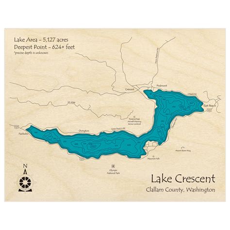 Lake Crescent 3d Custom Wood Map Lake Art Llc