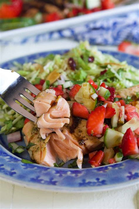 Pesto Grilled Salmon With Strawberry Cucumber Salsa The Suburban Soapbox