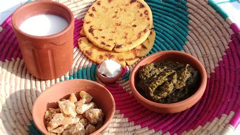 Saag With Makki Ki Roti Lassi Aur Ghur Youtube