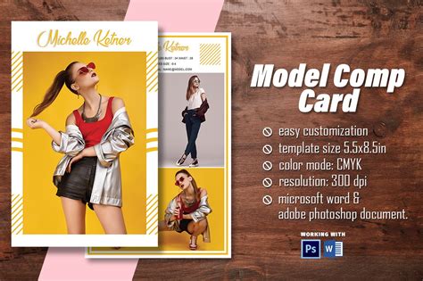 Modeling Comp Card V24 Card Templates ~ Creative Market