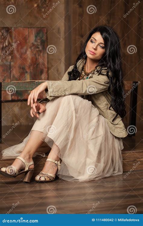 Brunette Girl With Long And Shiny Wavy Hair Stock Photo Image Of Model Attractive