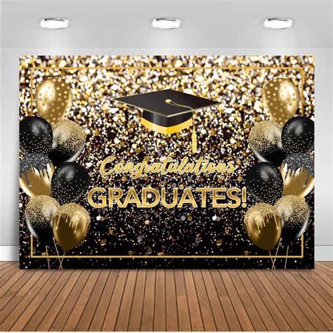 Buy Moca Graduation Backdrop 7x5ft Black And Gold Glitter Class Of 2022