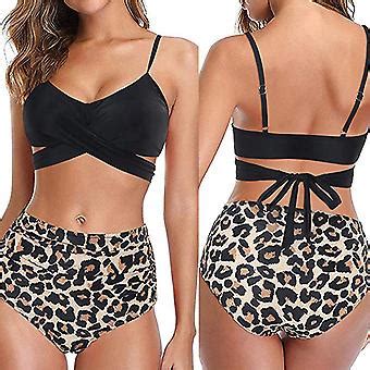 Push up BH Bikini Badedragt Badning Badetøj Leopard Polstret BH Bikini Sæt Fruugo DK