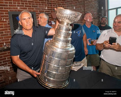 Stanley Cup Champion St. Louis Blues head coach Craig Berube places the ...