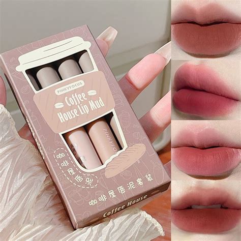 Pinkyfocus PCS SET Chocolate Matte Velvet Lipstick Nude Whitening Lip Glaze Lipstick Shopee