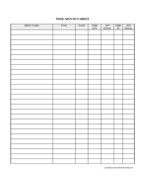 Uniform Log Sheet | Uniform Inventory Sheet - Franklin High School - Free Printable Sign In And ...