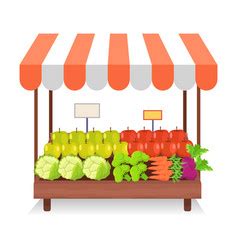 Vegetable Market Stall With Fresh Veggies Vector Image